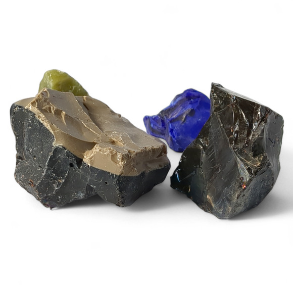 Art Glass Cullet Assortment Multicolor Natural Shaped Slag Glass #4A27 - Picture 4 of 6